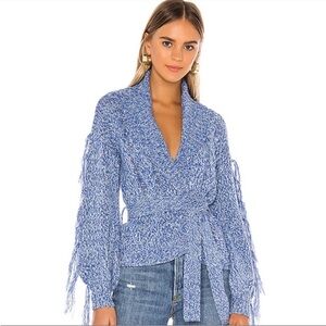 Tularosa Blue Fringe Wrap Cardigan